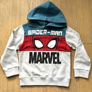 Spider-Man Fleece Hoodie Toddler Boys Grey Blue - Size 5 NWT